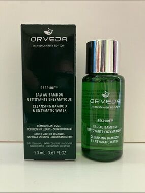 Orveda respure cleansing bamboo & enzymatic water , new in box , sample size